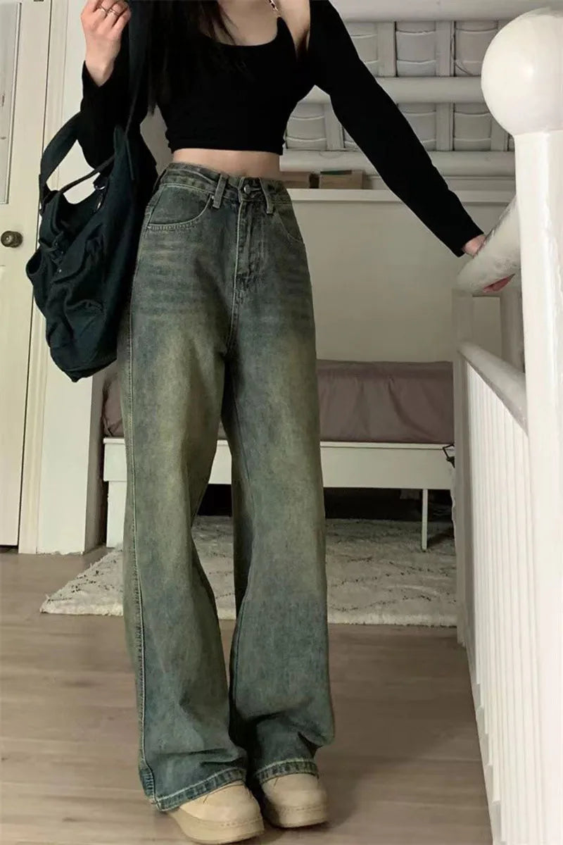 Women's Y2K High-Waist Baggy Wide-Leg Jeans