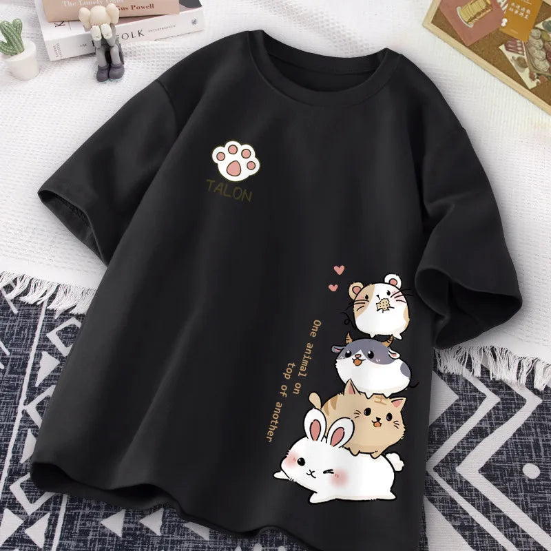 Women's Cute Hamster Print Casual T-Shirt