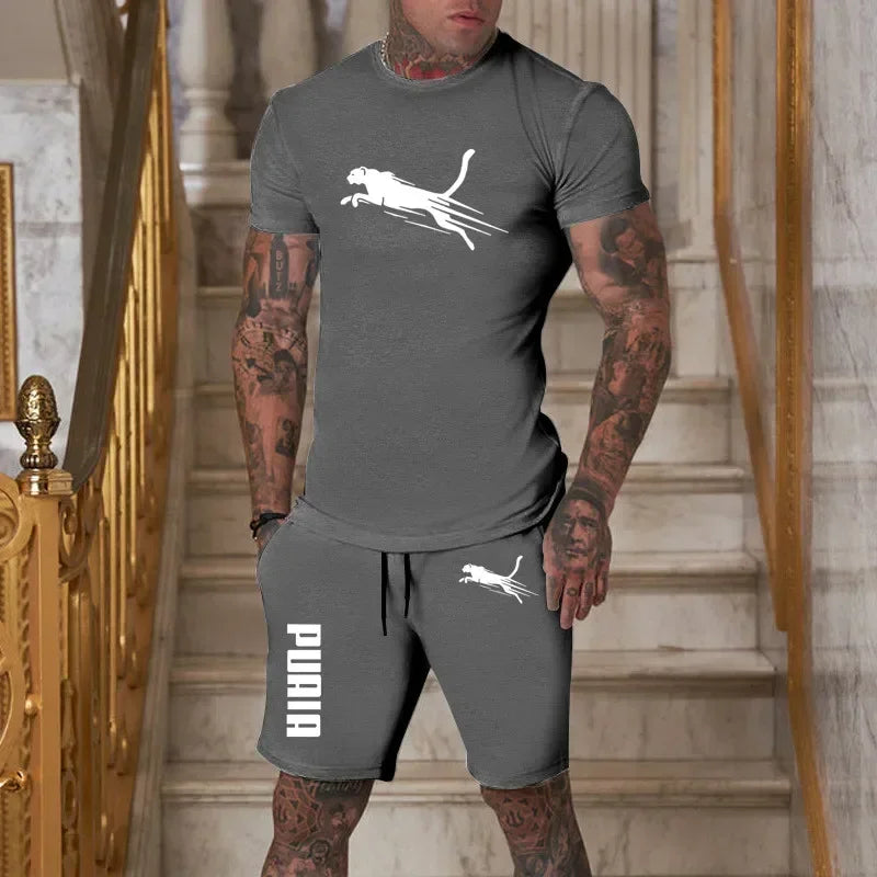 Men's Breathable T-Shirt & Shorts Summer Set