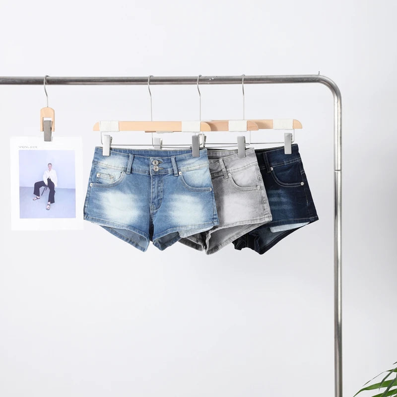 Women's Low-Waist Denim Mini Shorts