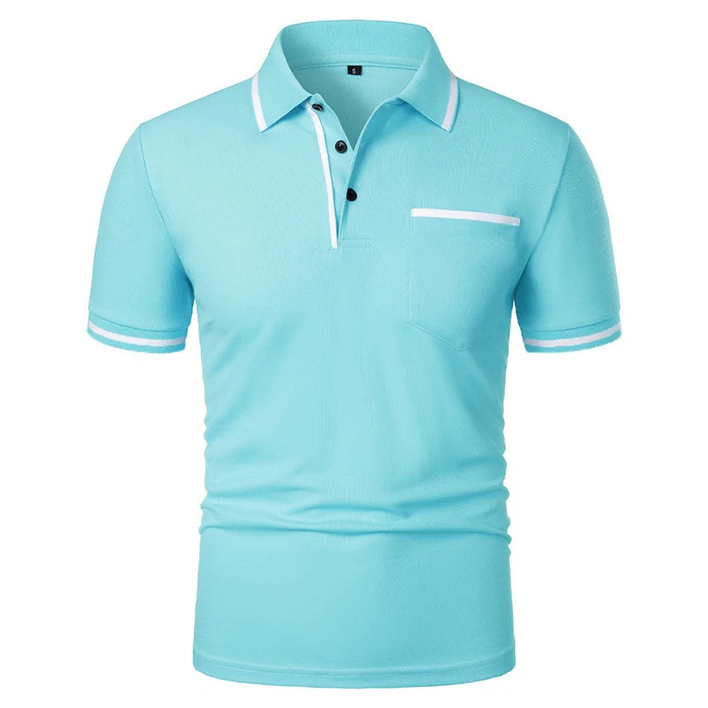 DOUSE Men's Splice Pocket Polo Shirt – Breathable Casual Summer Tee
