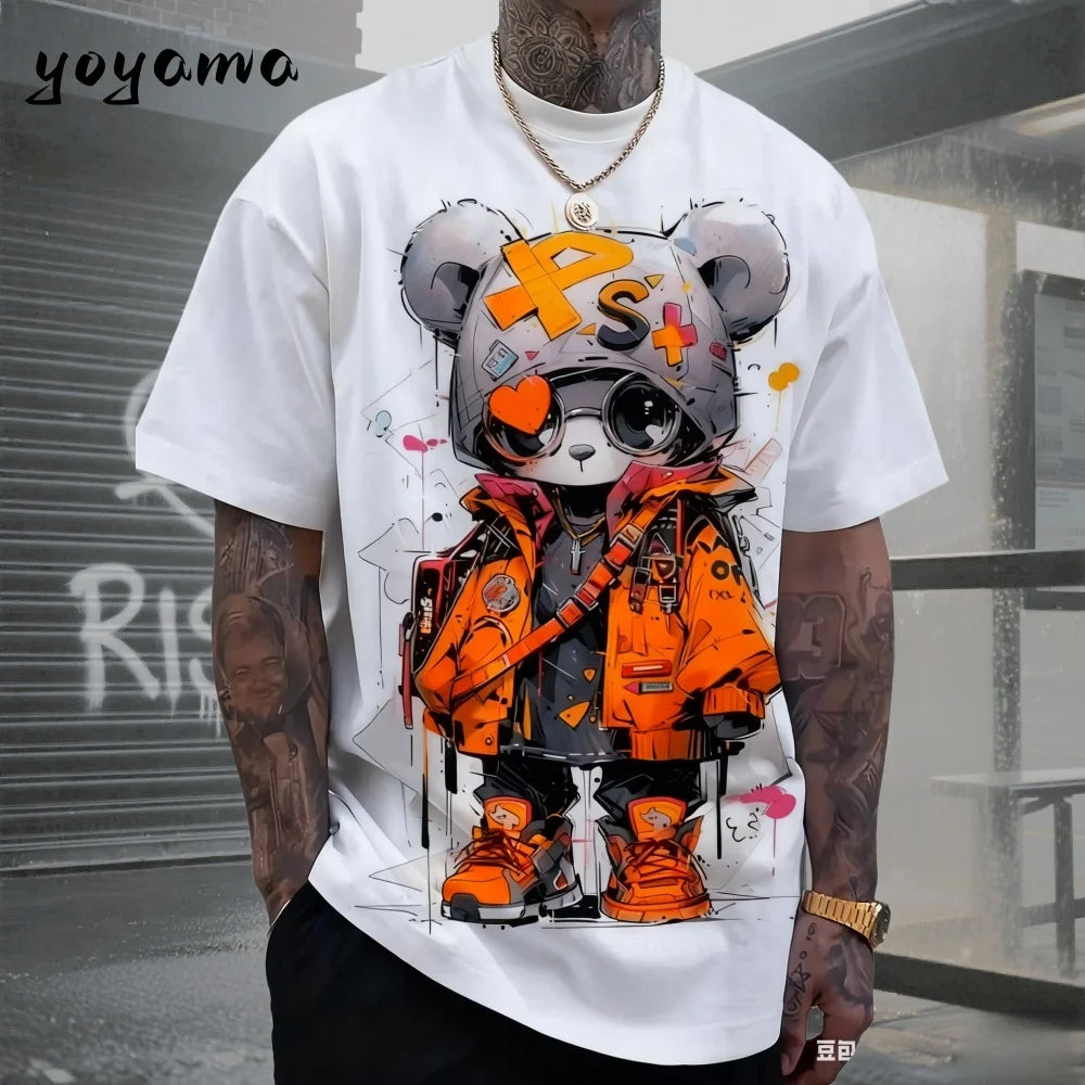 Men's 3D Retro Bear Print Quick-Dry T-Shirt