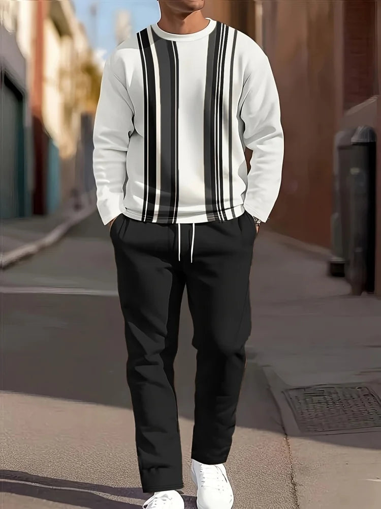 Men's Gradient Print Long-Sleeve & Pants Set