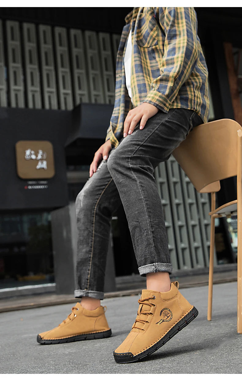 Men's Handmade Leather Outdoor Ankle Boots