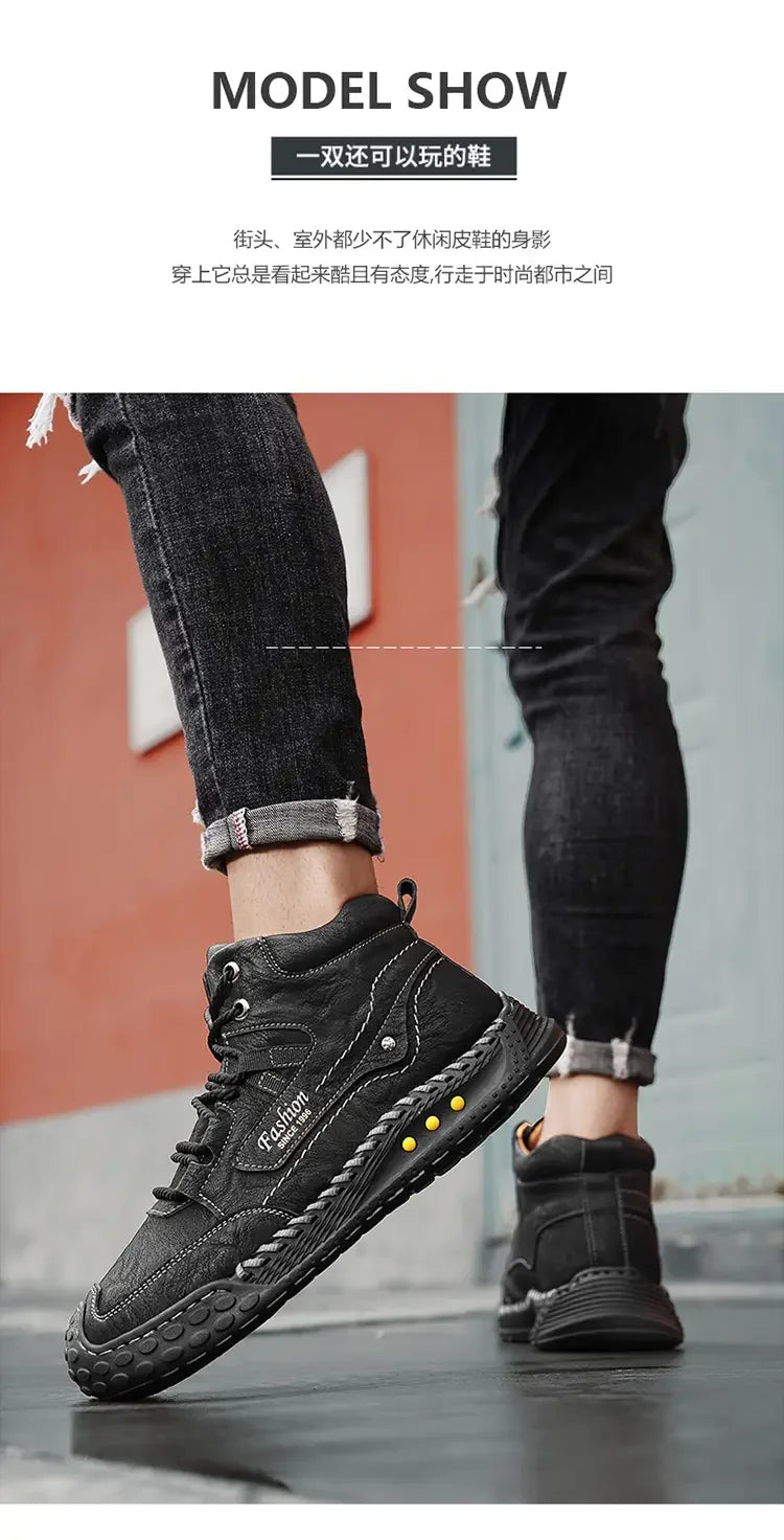 Men's Retro Lace-Up Casual Boots