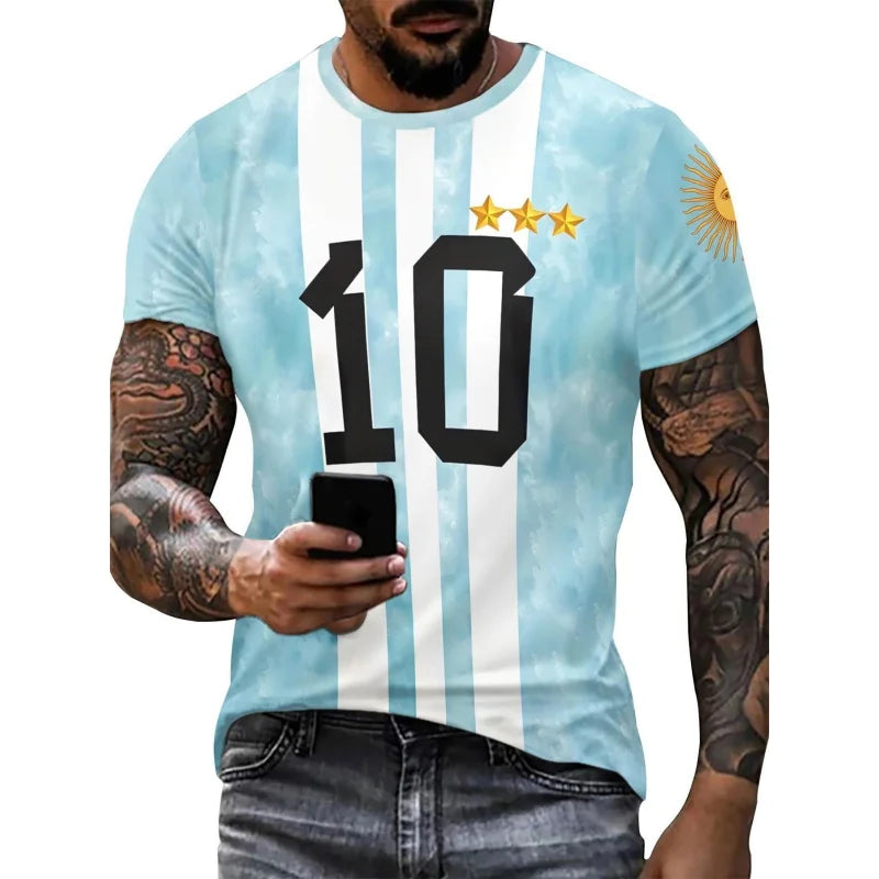 Argentina Flag 3D Print Graphic T-Shirt