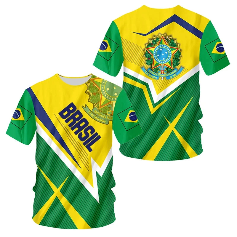 Men's Brazilian Flag 3D Oversized Print T-Shirt