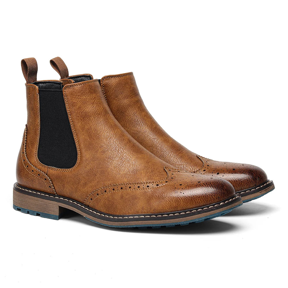Men's Retro Zip Leather Ankle Boots
