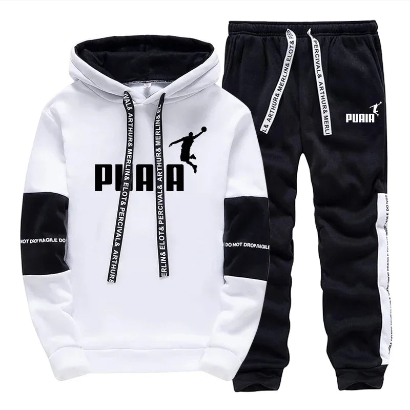 DOUSE Men's Printed Tracksuit Set – Casual Jogger Hoodie & Sweatpants