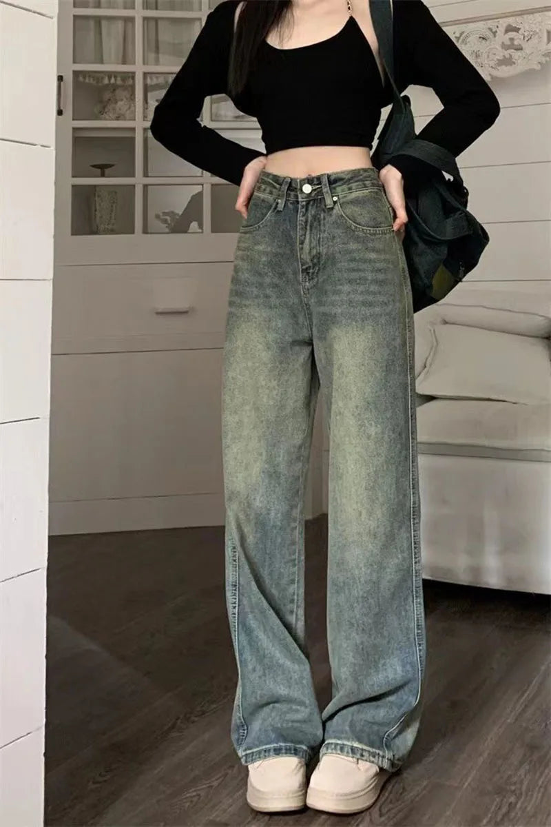Women's Y2K High-Waist Baggy Wide-Leg Jeans
