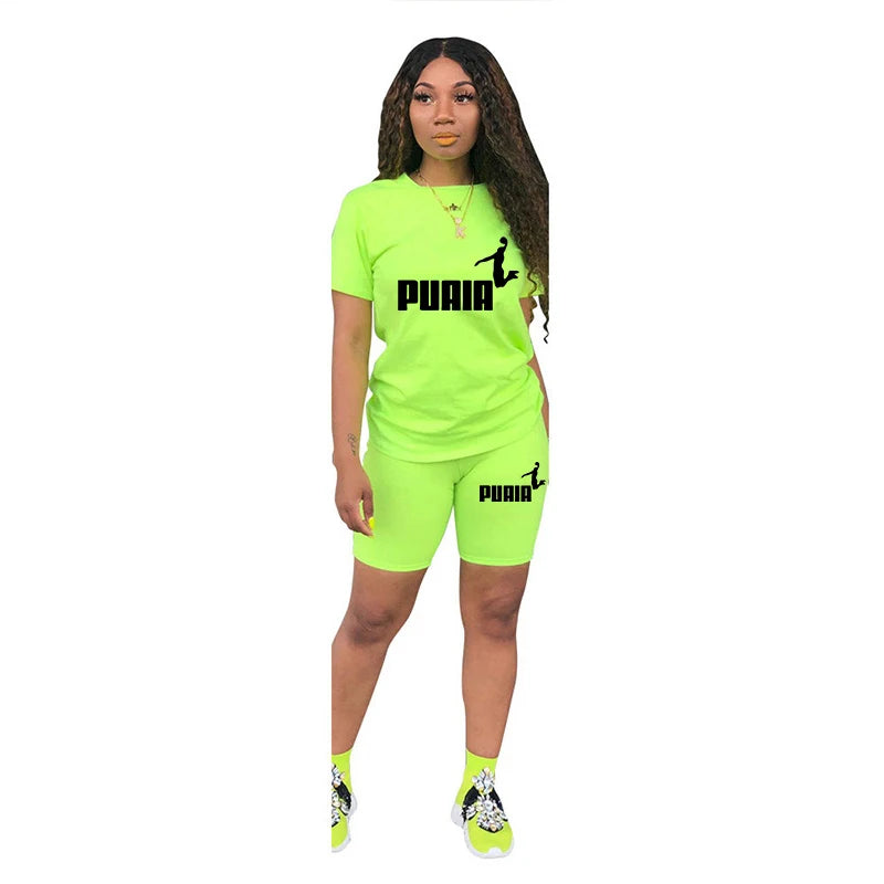 Women's O-Neck T-Shirt & Shorts Tracksuit Set