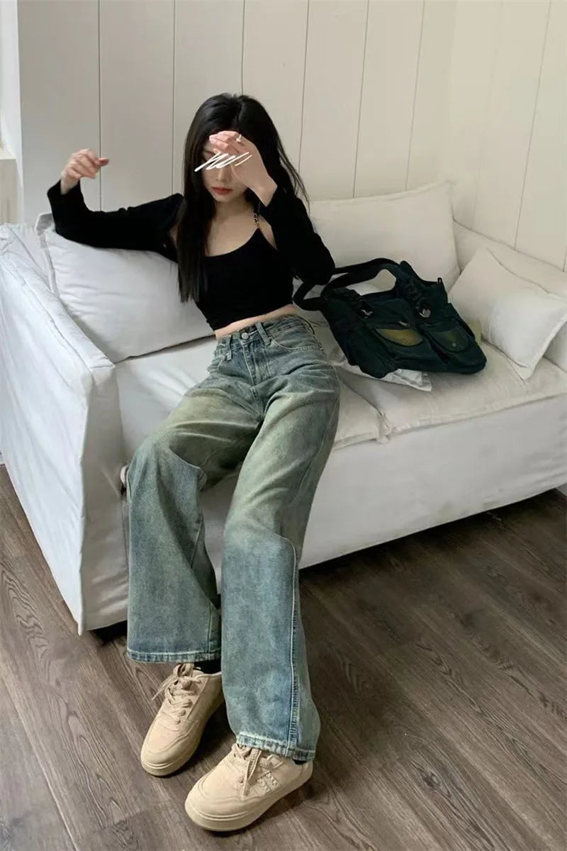 Women's Y2K High-Waist Baggy Wide-Leg Jeans