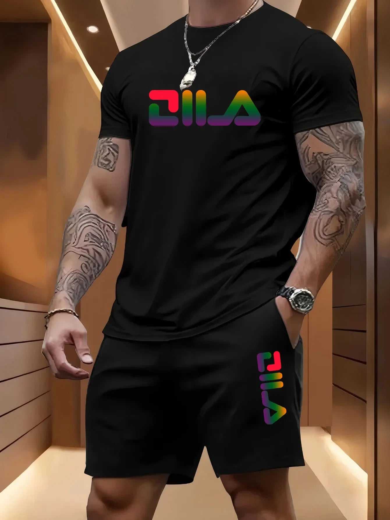 Men's Summer Beach T-Shirt & Shorts Set