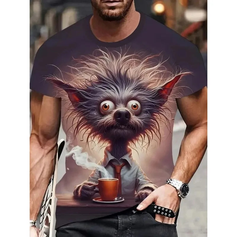 Men's 3D Pattern Print Breathable T-Shirt