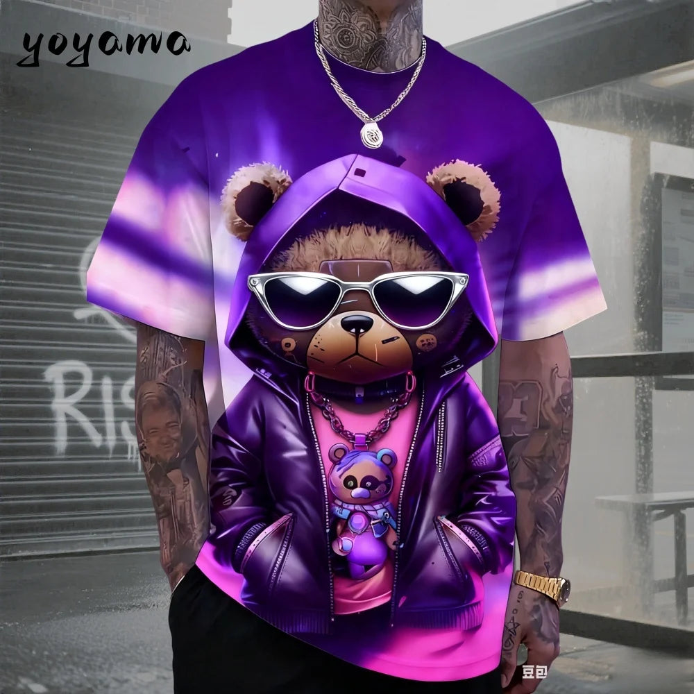 Men's 3D Retro Bear Print Quick-Dry T-Shirt