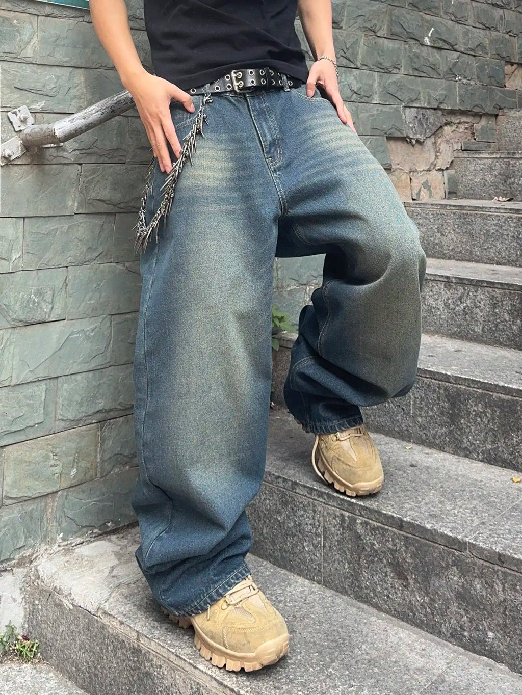 Men's Y2K Baggy Wide-Leg Denim Jeans