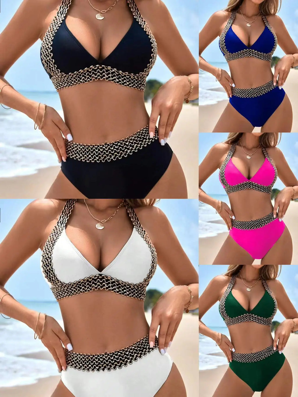 Women's High-Waist Two-Piece Bikini Swimsuit