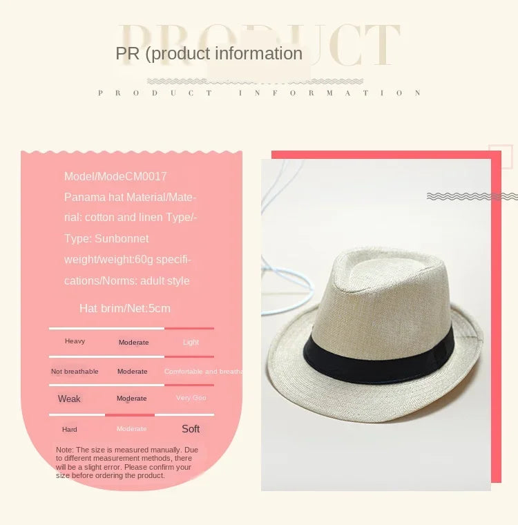 Unisex Vintage Fedora Panama Hat