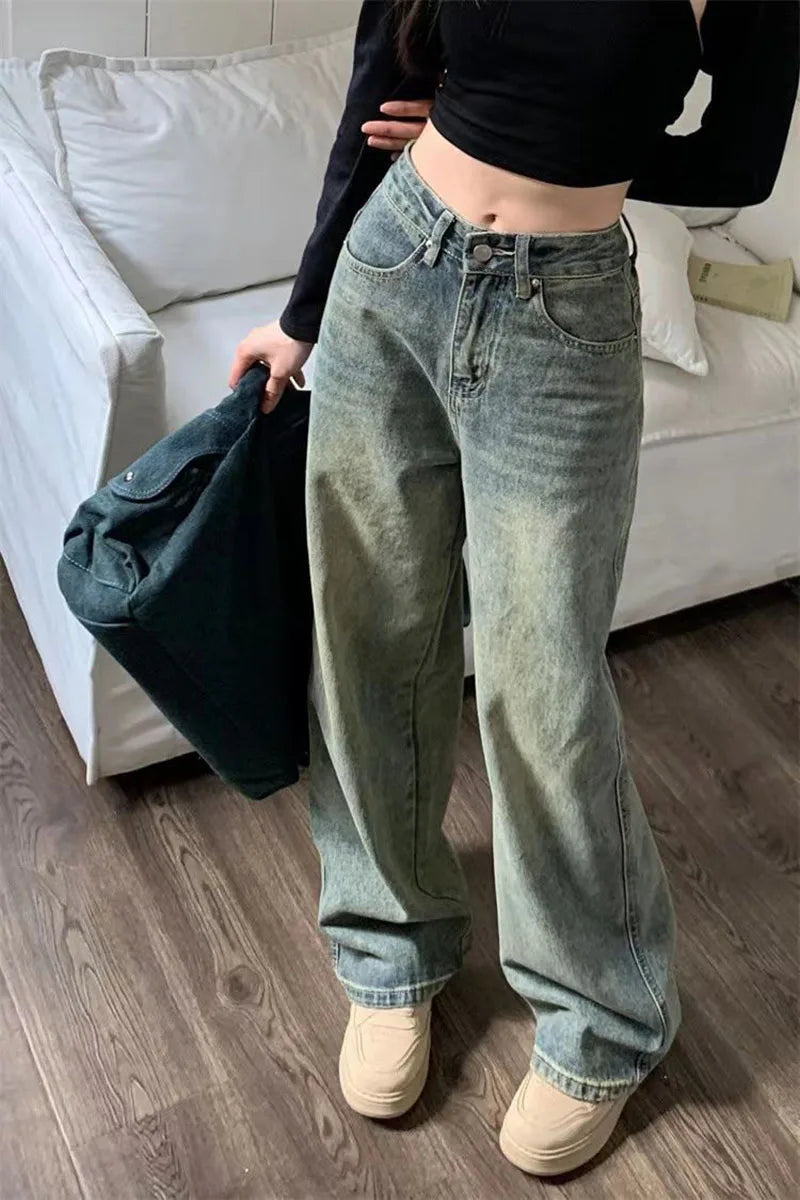 Women's Y2K High-Waist Baggy Wide-Leg Jeans