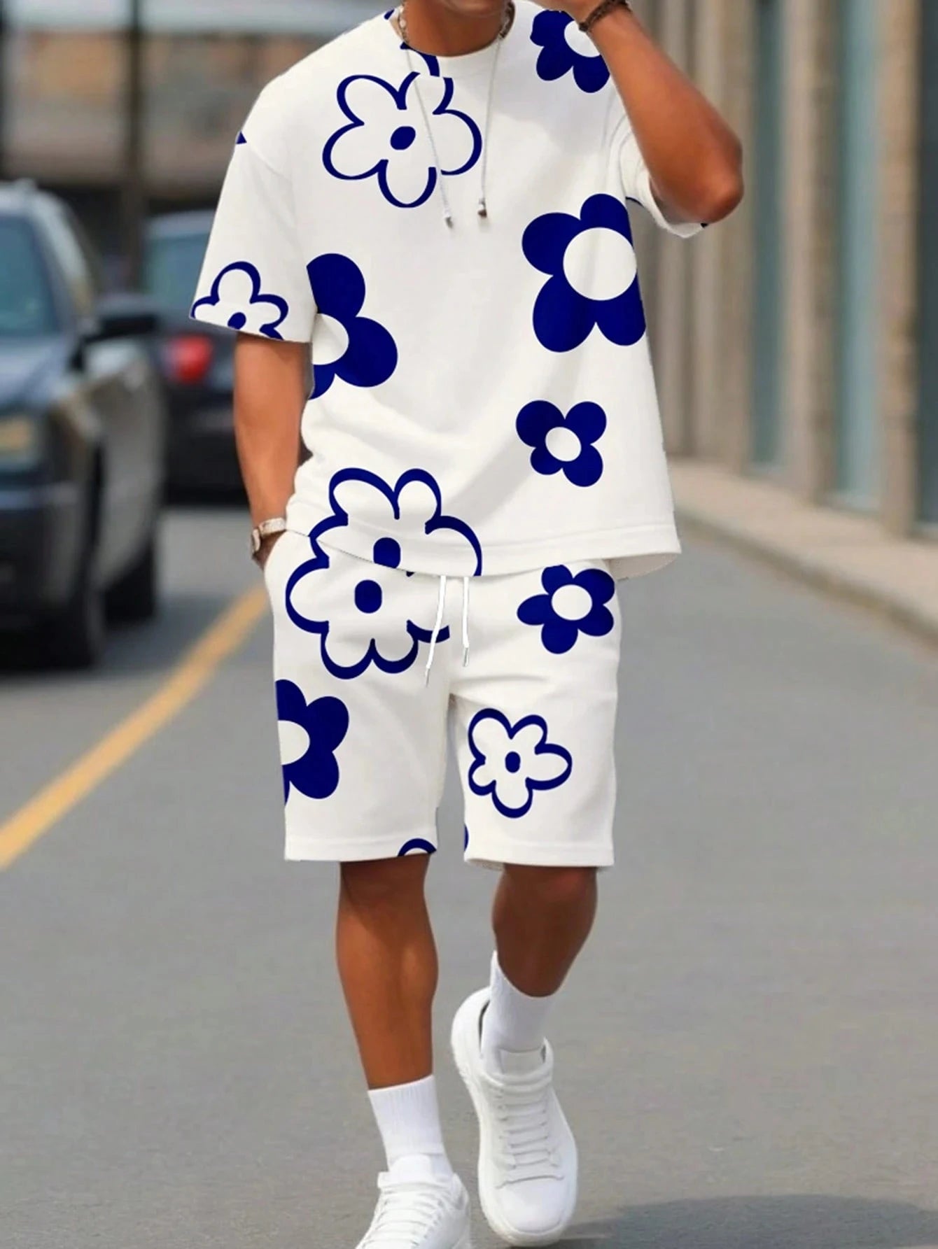 Men's Floral Graphic Tee & Shorts Set