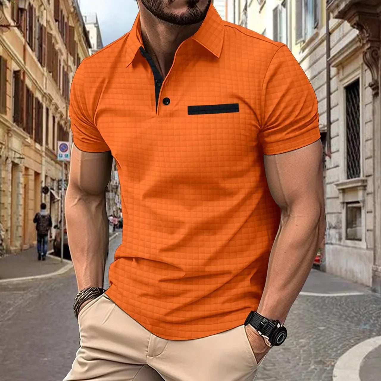 Men's Jacquard Pattern Polo Shirt