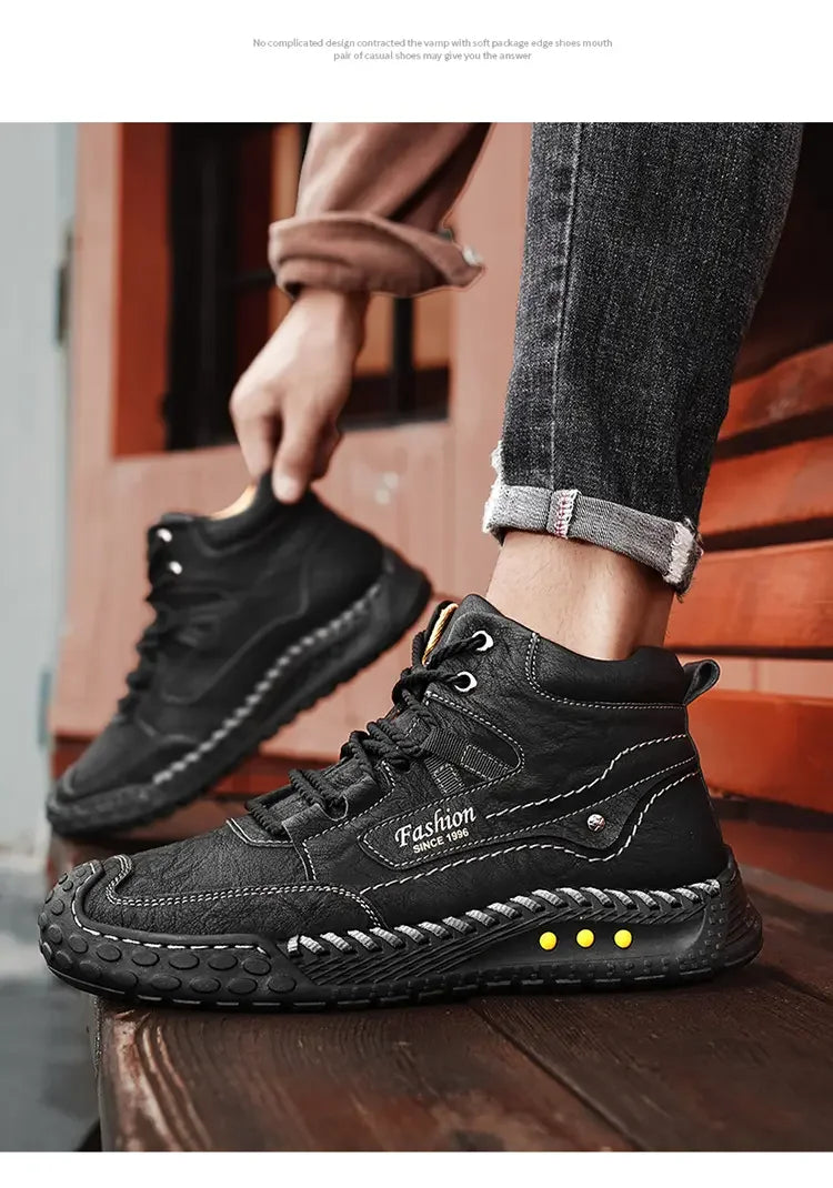 Men's Retro Lace-Up Casual Boots
