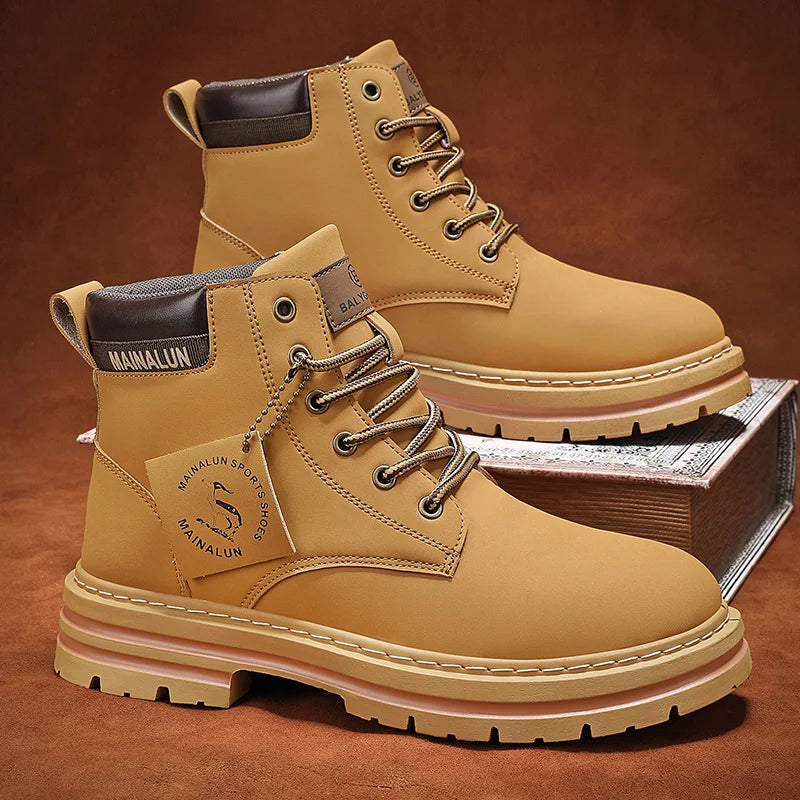 Mid-Calf Heavy-Duty Lace-Up Ankle Boots