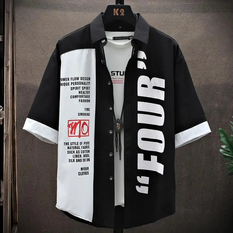 Men's Japanese Punk Street Print Shirt