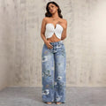 Women's Gothic Print High-Waist Baggy Jeans