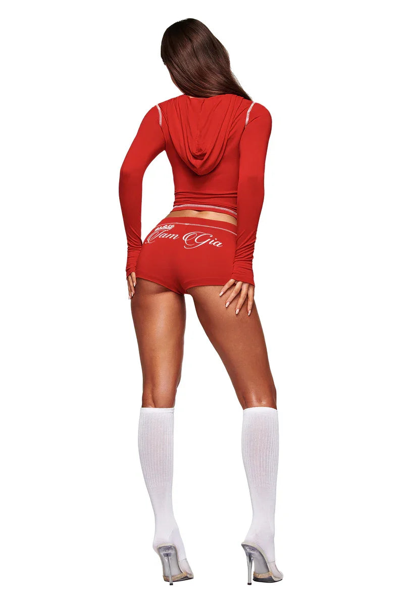 Women's Y2K Colorblock Long-Sleeve Top & Shorts Set