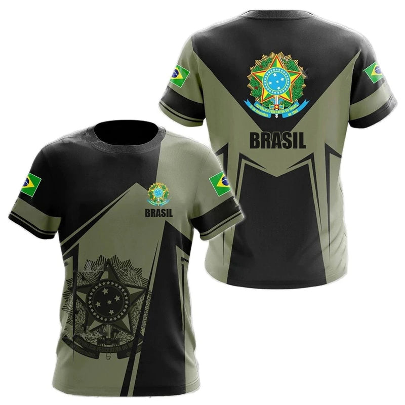 Men's Brazilian Flag 3D Oversized Print T-Shirt