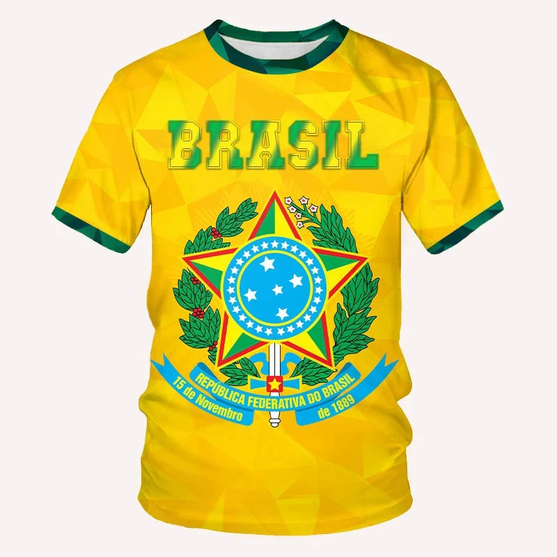 Men's Brazilian Flag 3D Oversized Print T-Shirt