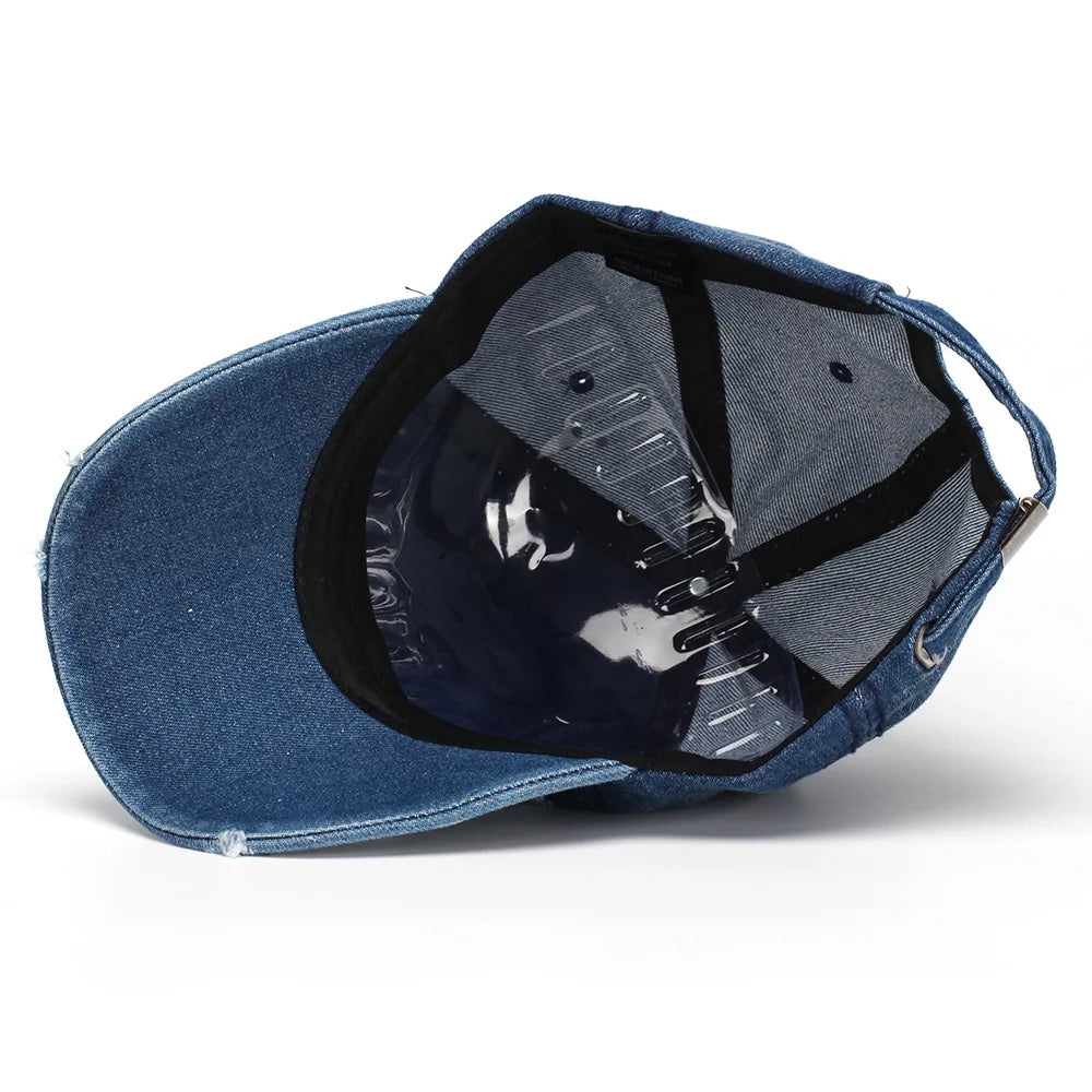 Distressed Letter-Patch Baseball Cap