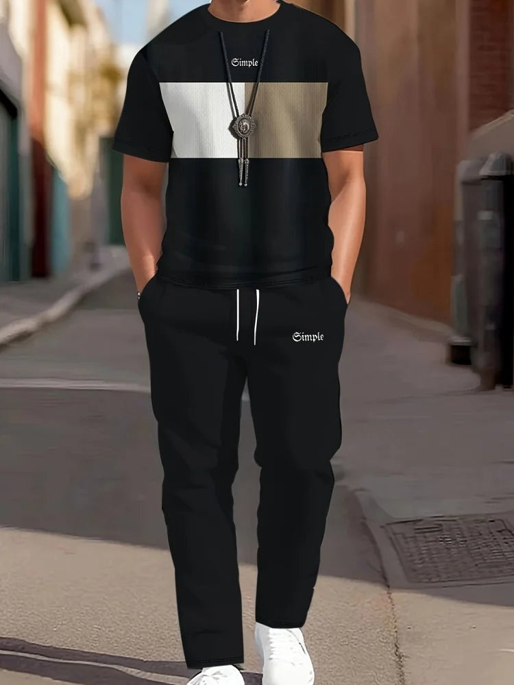 Men's 3D Navy Anchor Print Shirt & Pants Set