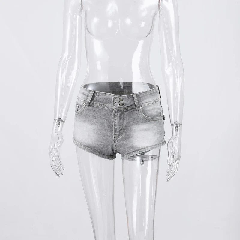 Women's Low-Waist Denim Mini Shorts