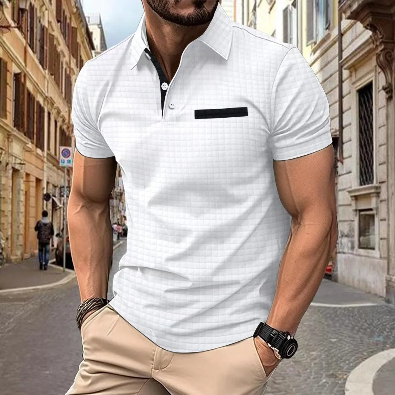 Men's Jacquard Pattern Polo Shirt