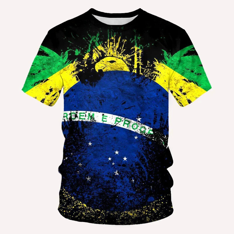 Men's Brazilian Flag 3D Oversized Print T-Shirt