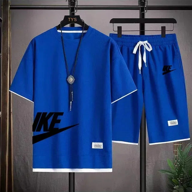 Men's Casual Printed T-Shirt & Shorts Set