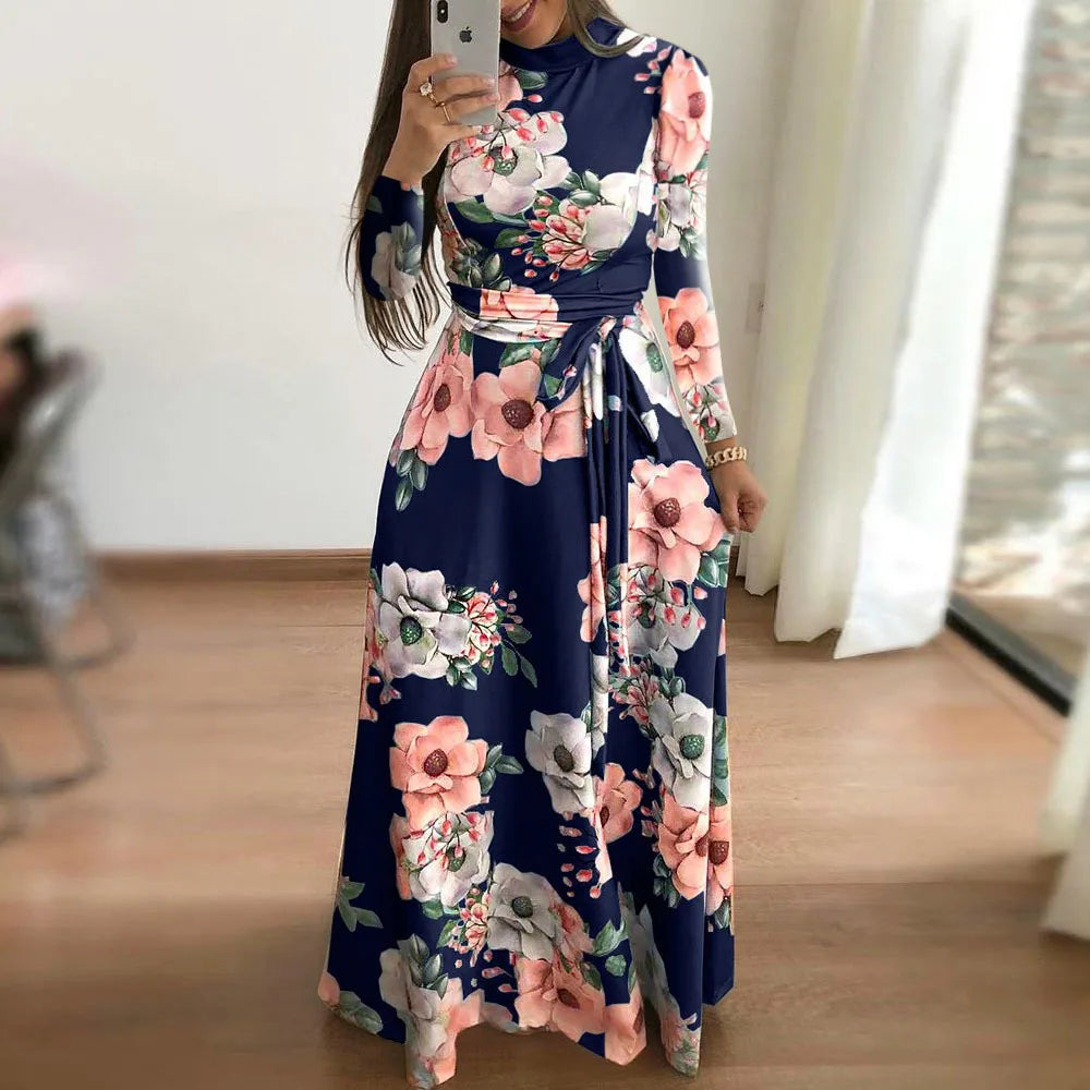 Women's Boho Floral A-Line Swing Maxi Dress