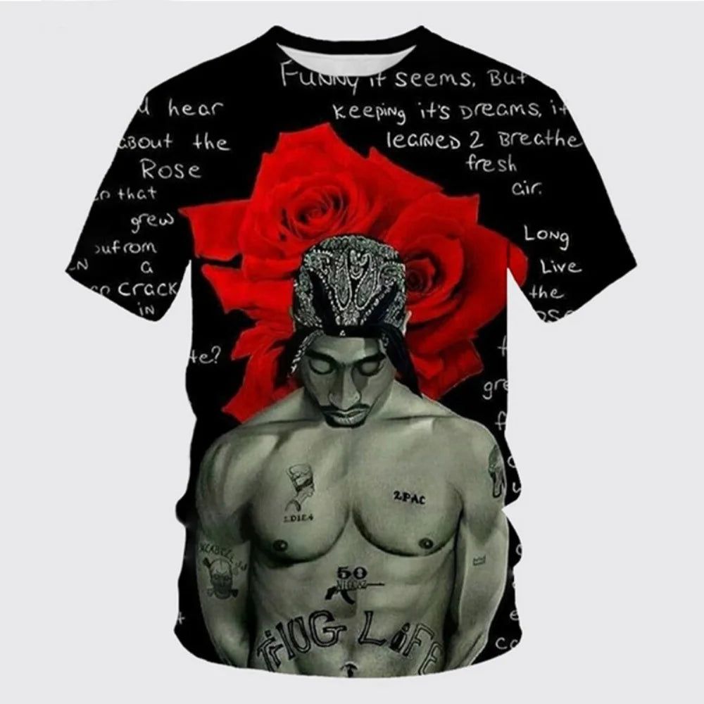 Men's 2Pac Hip-Hop Graphic T-Shirt