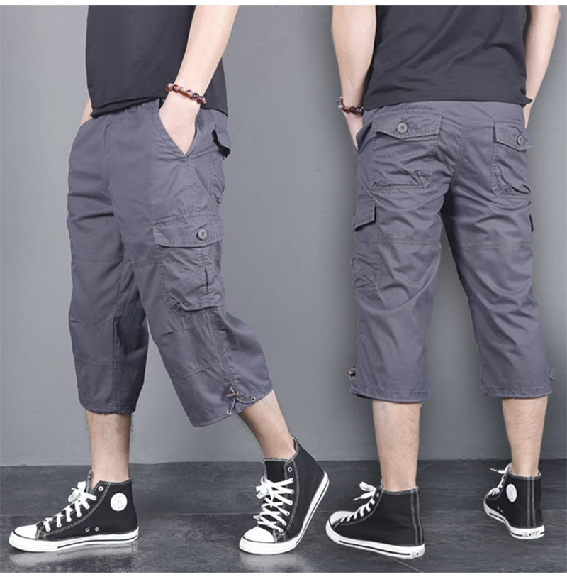 DOUSE Men's Multi-Pocket Cargo Shorts – Military Tactical Cotton Capri Pants