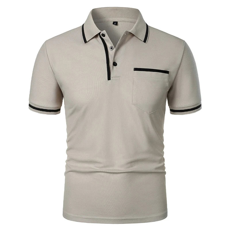 DOUSE Men's Splice Pocket Polo Shirt – Breathable Casual Summer Tee