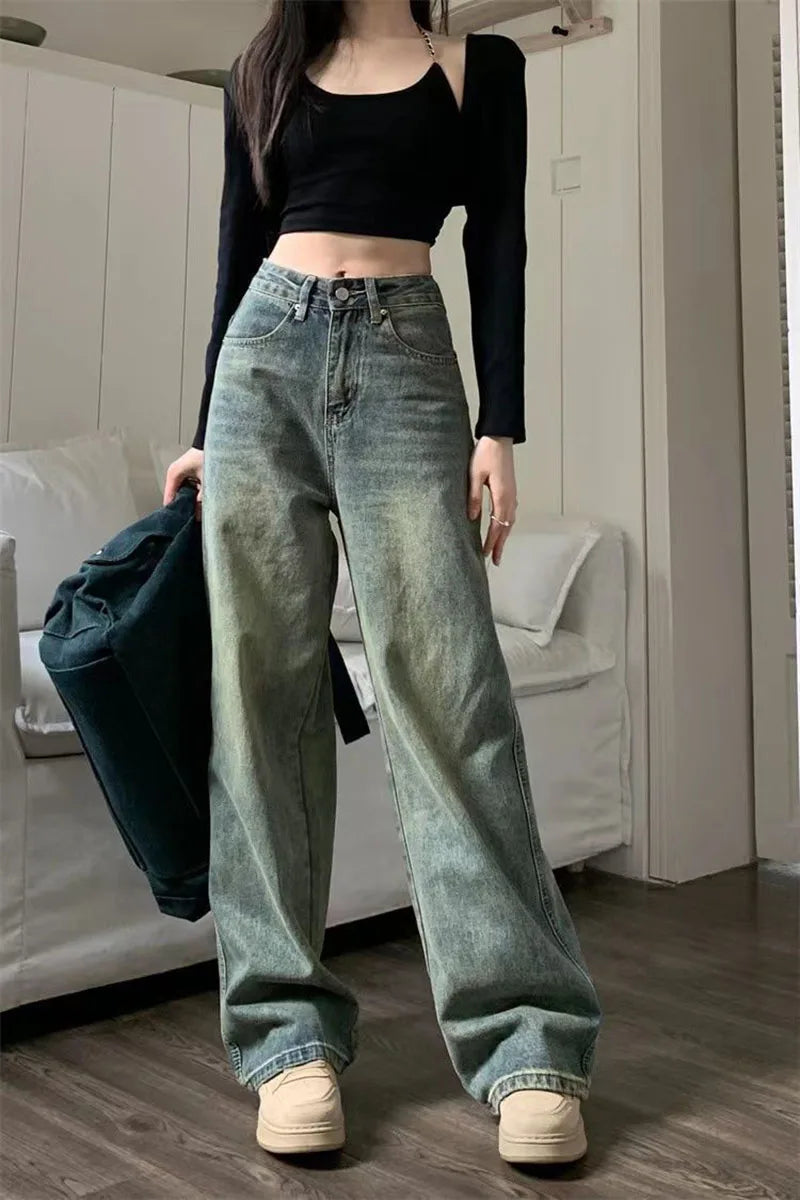 Women's Y2K High-Waist Baggy Wide-Leg Jeans