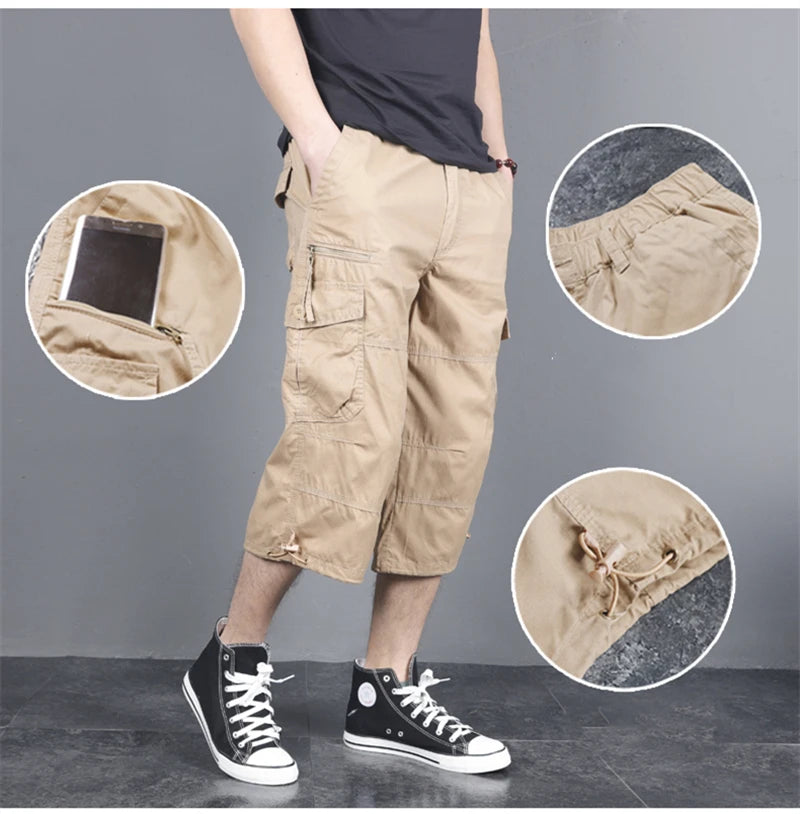 DOUSE Men's Multi-Pocket Cargo Shorts – Military Tactical Cotton Capri Pants