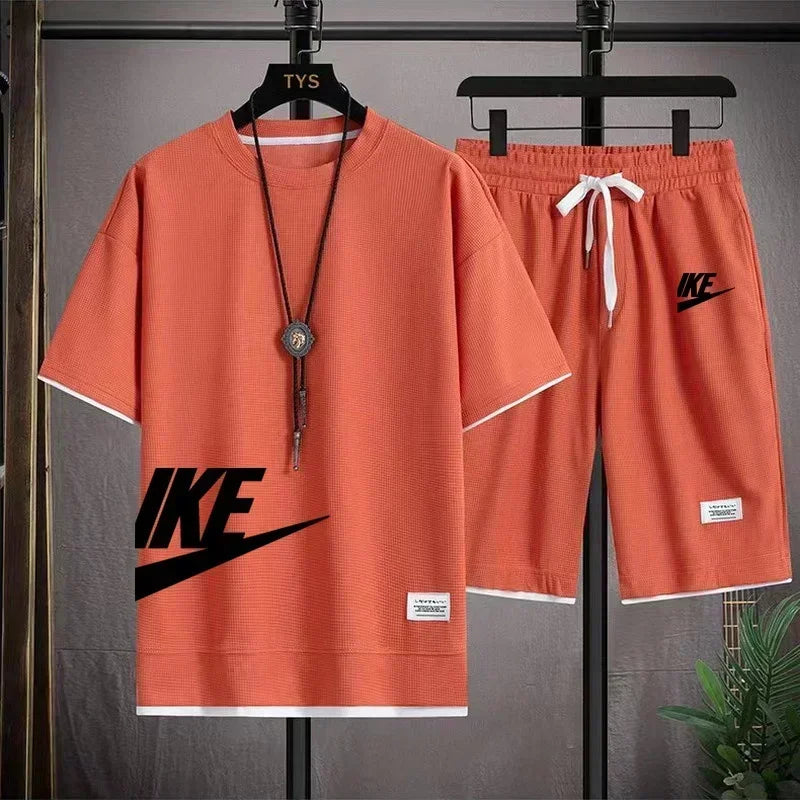 Men's Casual Printed T-Shirt & Shorts Set