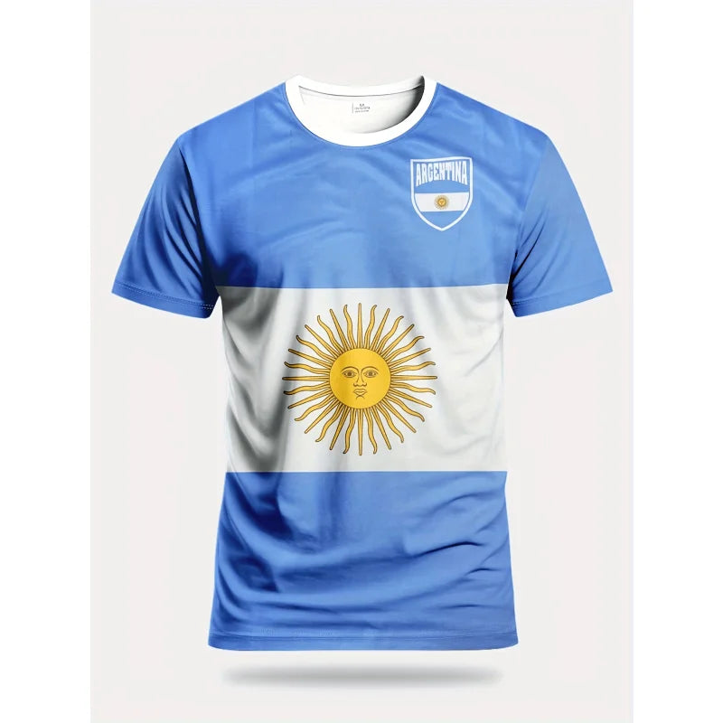 Argentina Flag 3D Print Graphic T-Shirt