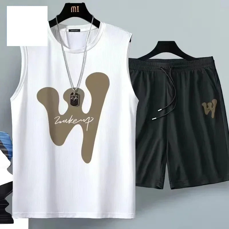 Men's Harajuku Basketball Sports 2-Piece Set