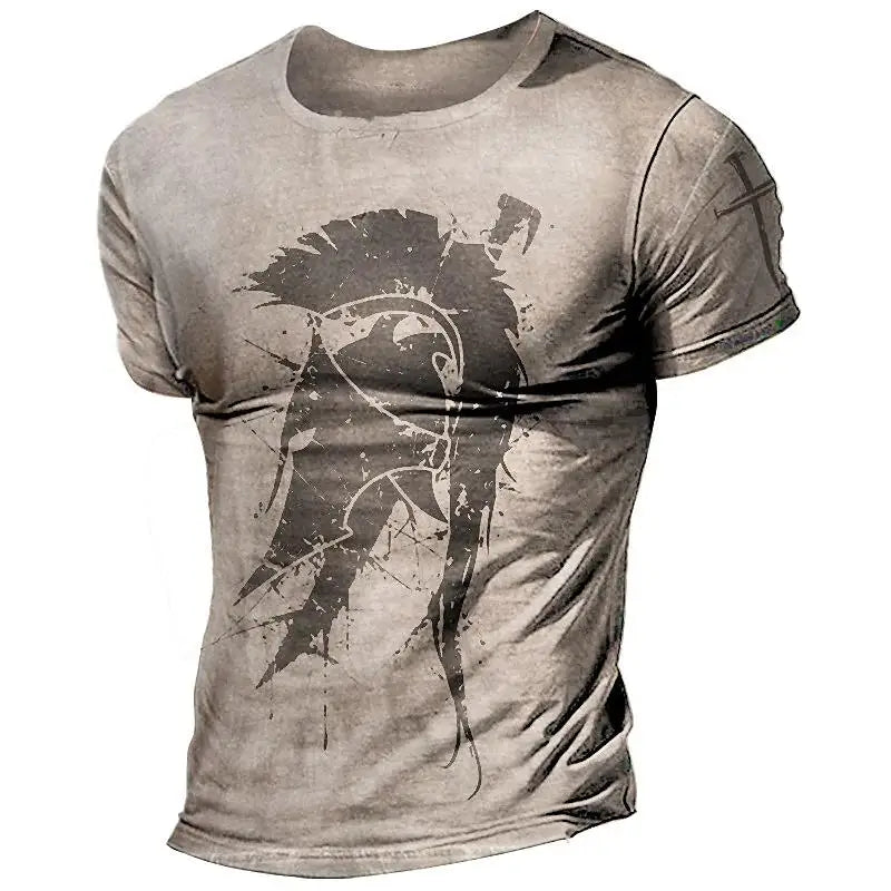 Men's Retro Sparta 3D Print Oversized T-Shirt