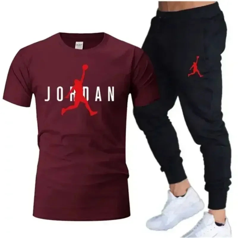 Men's Printed Leisure T-Shirt & Shorts Set