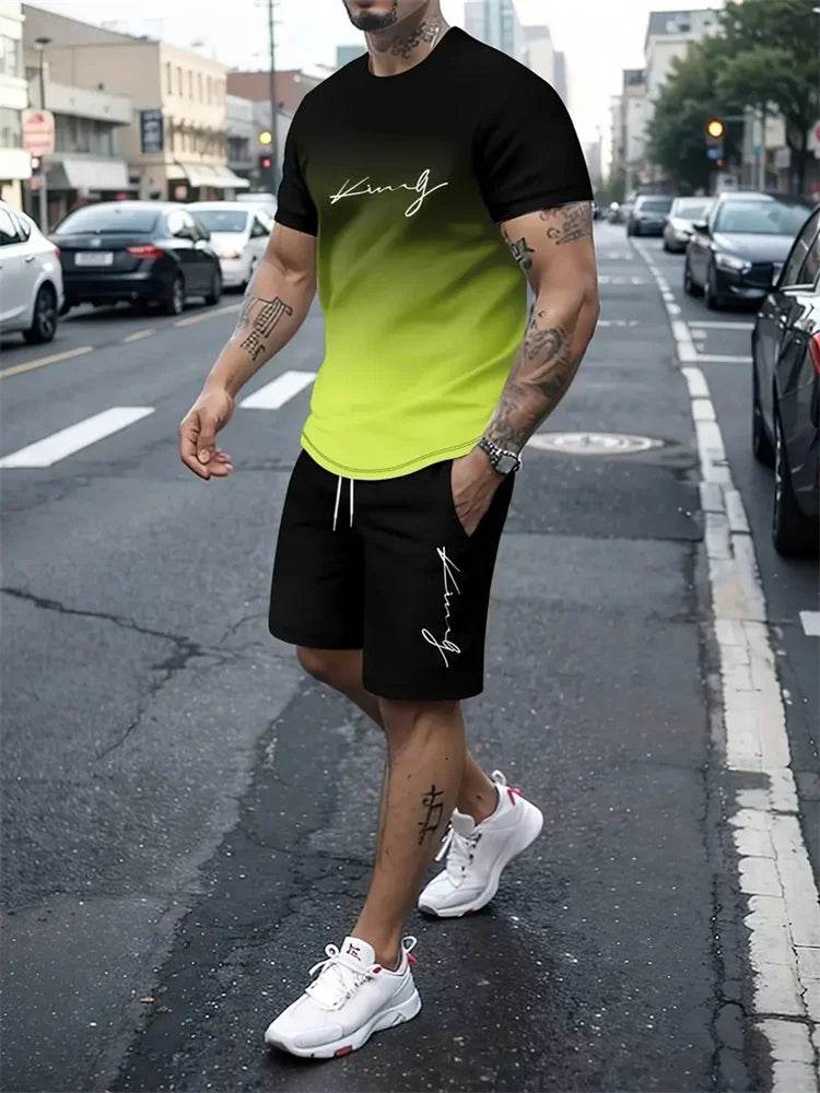 Men's 3D Print Oversized T-Shirt & Shorts Set
